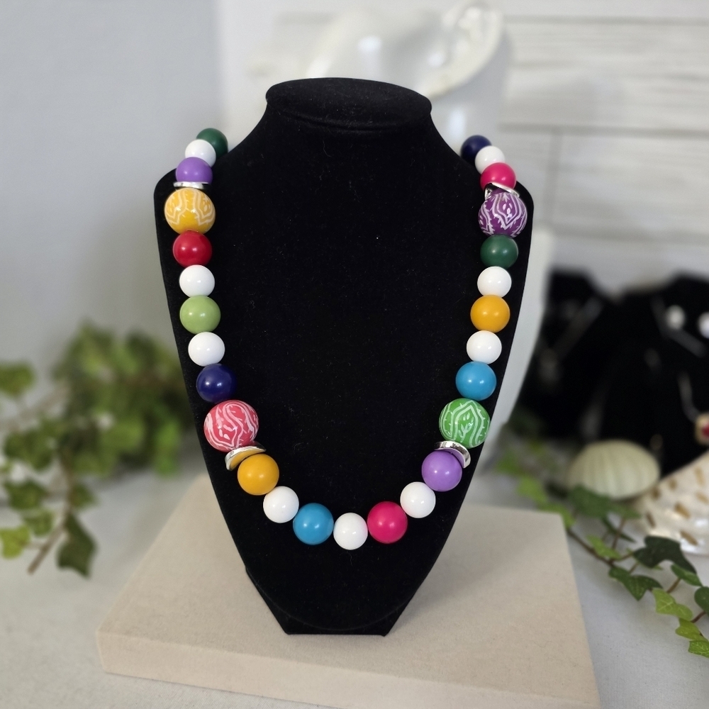 Vintage Acrylic Colorful Bead Necklace